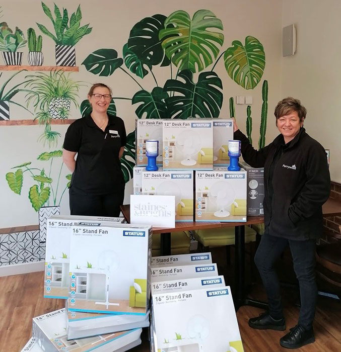 Perrywood Tiptree's Coffee Shop & Restaurant Team Purchase 130 Fans for Colchester Hospital