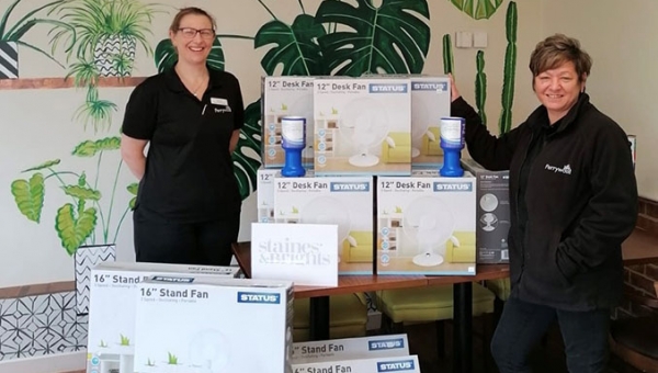 Perrywood Tiptree's Coffee Shop & Restaurant Team Purchase 130 Fans for Colchester Hospital