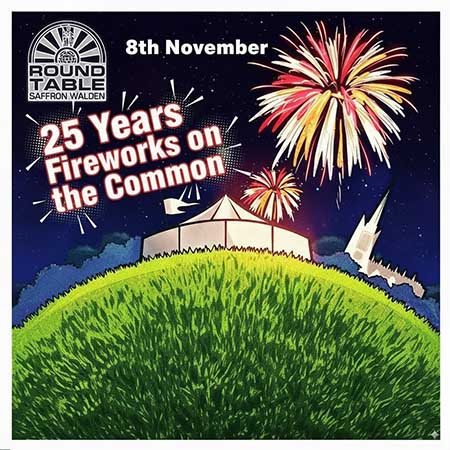 Saffron Walden Round Table Fireworks Display 2025 - 25 Years Fireworks on the Common
