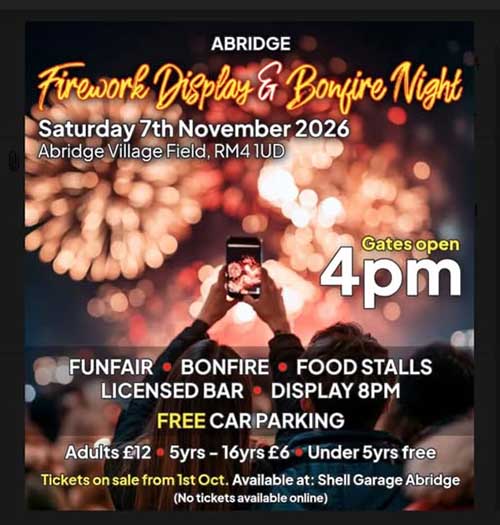 Abridge Firework Display & Bonfire Night 2026